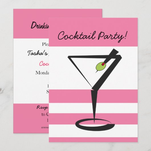 Retro cocktailparty uitnodiging (Voorkant / Achterkant)