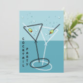 Retro cocktailparty uitnodiging (Staand voorkant)