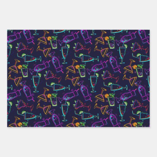 Retro Cocktails Collage Inpakpapier Vel (Voorkant 2)