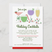 Retro Cocktails feestuitnodiging Kaart (Voorkant)