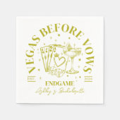 Retro Cocktails Gele Bachelorette Party Servet (Voorkant)