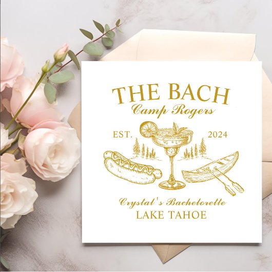 Retro cocktails Het Bach Gele Bachelorette Feest Servet