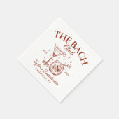 Retro Cocktails Red Bachelorette Party Servet (Hoek)