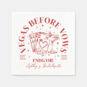 Retro Cocktails Red Bachelorette Party Servet (Voorkant)