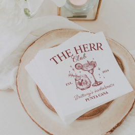 Retro Cocktails Red Bachelorette Party Servet