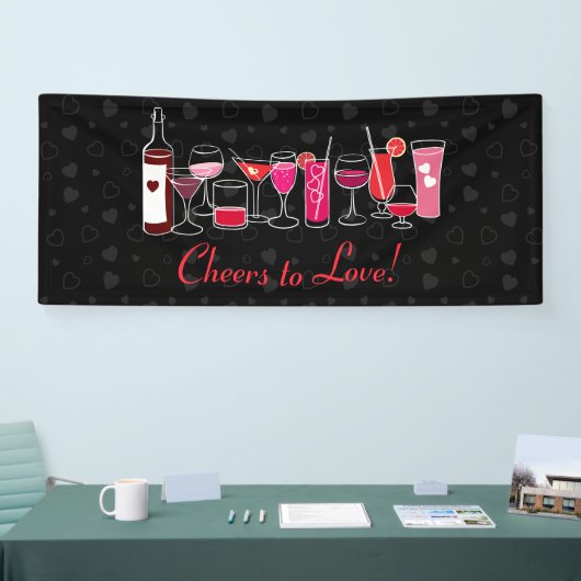 Retro Cocktails Valentijnsdag Party Spandoek (Beurs)