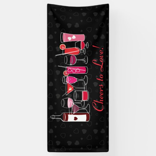 Retro Cocktails Valentijnsdag Party Spandoek (Verticaal)