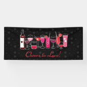 Retro Cocktails Valentijnsdag Party Spandoek (Horizontaal)