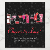 Retro Cocktails Valentijnsdag Party Wijn Etiket (Enkel label)