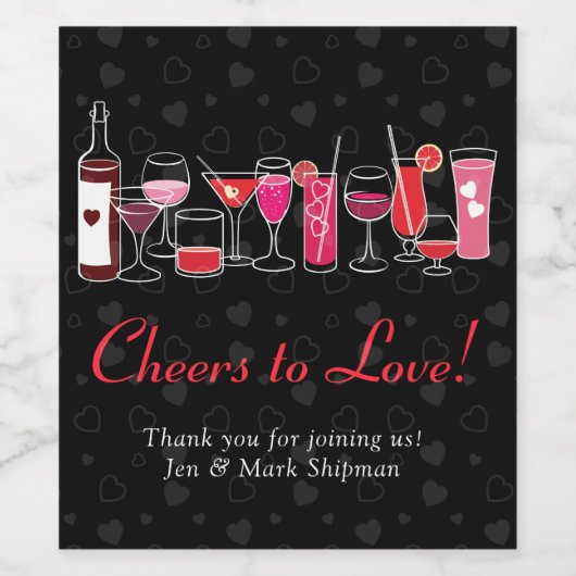 Retro Cocktails Valentijnsdag Party Wijn Etiket (Enkel label)