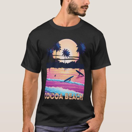 Retro Cocoa Beach Florida Souvenir Surf T-shirt (Voorkant)
