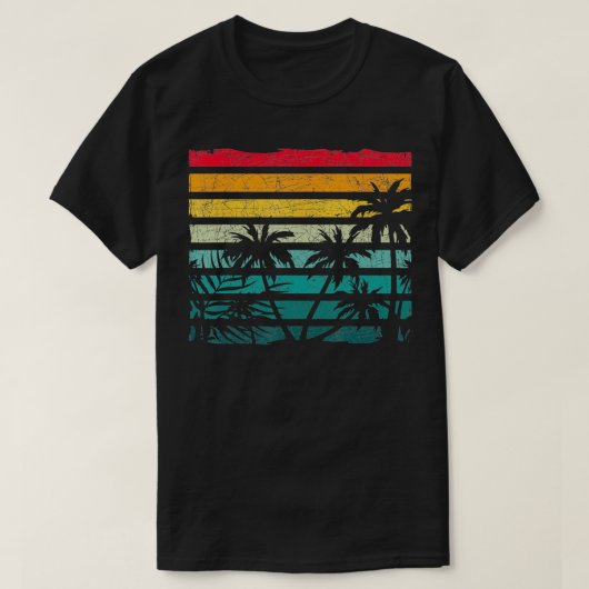 Retro Coconut Palm Beach Exotic Tropical Sum T-shirt (Design voorkant)