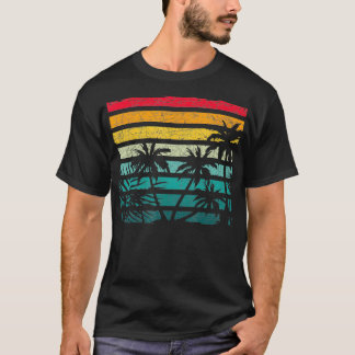 Retro Coconut Palm Beach Exotic Tropical Sum T-shirt