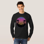 Retro Coconut Palm Trees Beach Sunset Tropical Sum T-shirt (Voorkant volledig)