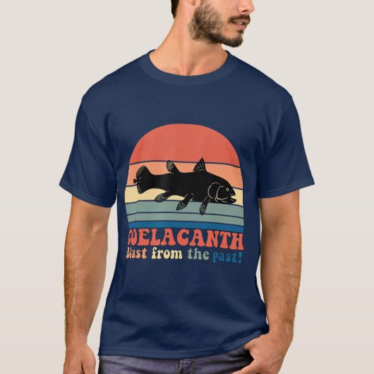 Retro Coelacanth Silhouette Sunset T-shirt (Voorkant)