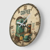 Retro Coffee Bar Decor Barista Kitchen Grote Klok (Hoek)