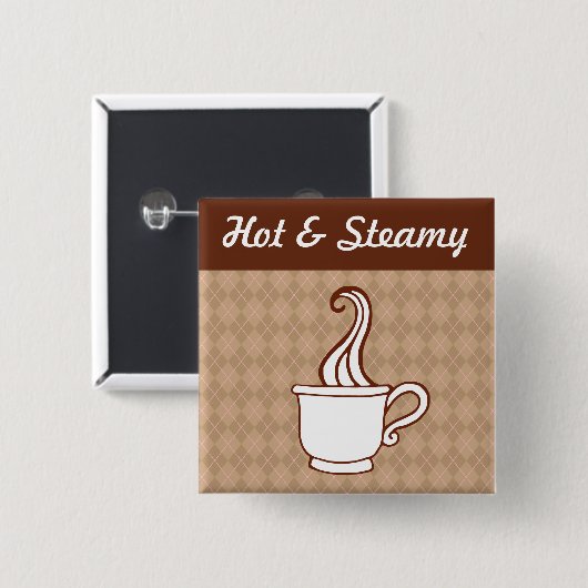 Retro Coffee-Button Vierkante Button 5,1 Cm (Voorkant /achterkant)
