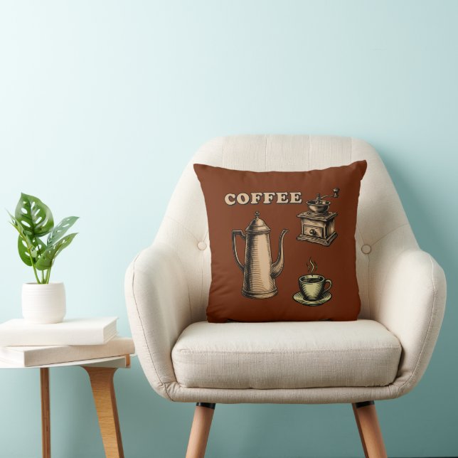 Retro Coffee Cafe Pattern Kussen (Stoel)
