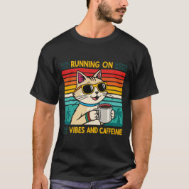 Retro Coffee Cat Vibes - Cafeïne liefhebber Mannen T-shirt