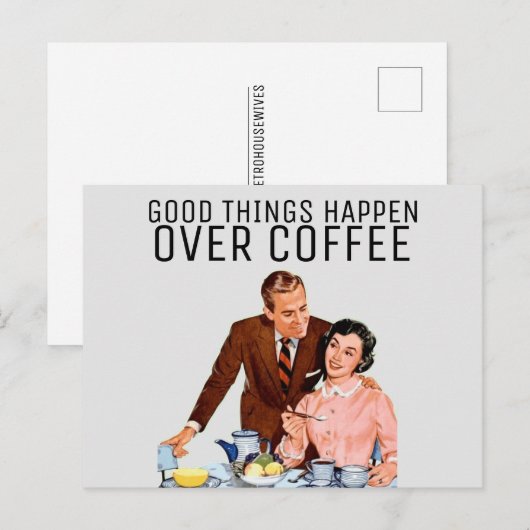 RETRO COFFEE COUPLE 1950s BRIEFKAART (Voorkant / Achterkant)