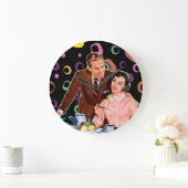 RETRO COFFEE COUPLE KITSCH CLOCK GROTE KLOK (Huis)