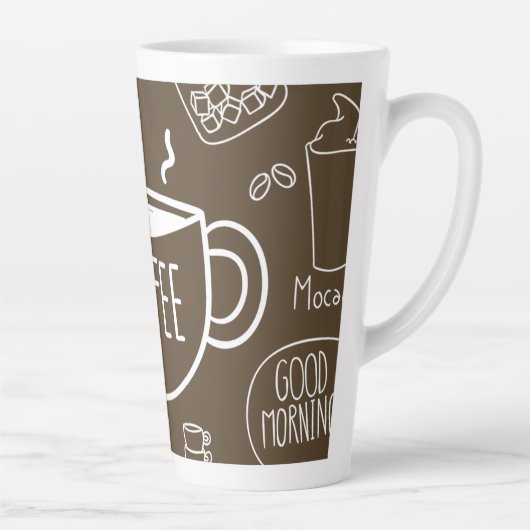 Retro Coffee Cup Pattern Mok – Perfect voor Barist (Rechts)
