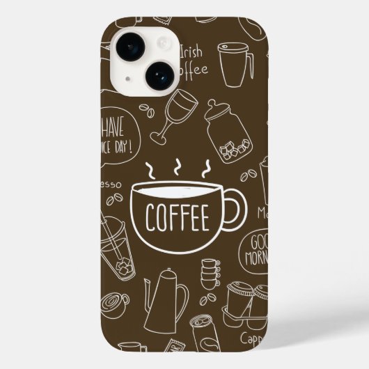 Retro Coffee Cup Pattern Mok – Perfect voor Barist Case-Mate iPhone Case (Achterkant)