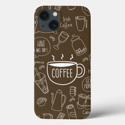 Retro Coffee Cup Pattern Mok – Perfect voor Barist Case-Mate iPhone Case (Achterkant)