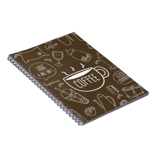 Retro Coffee Cup Pattern Mok – Perfect voor Barist Notitieboek (Rechterzijde)