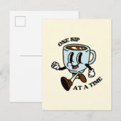 Retro Coffee Cup Slogan Briefkaart (Voorkant / Achterkant)