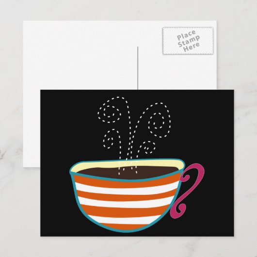 Retro Coffee Cup Tea Custom Briefkaart (Voorkant / Achterkant)