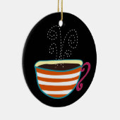 Retro Coffee Cup Tea Custom Keramisch Ornament (Rechts)