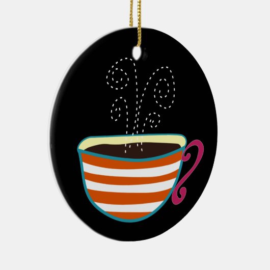 Retro Coffee Cup Tea Custom Keramisch Ornament (Rechts)