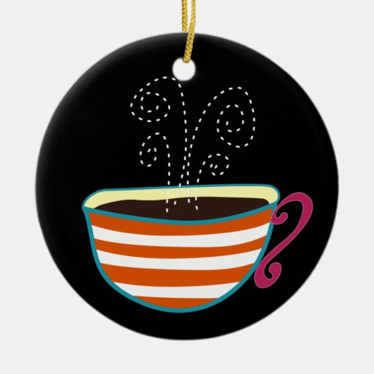 Retro Coffee Cup Tea Custom Keramisch Ornament (Voorkant)
