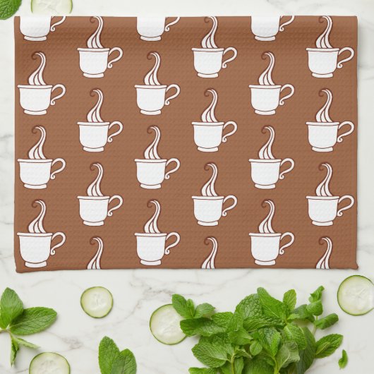 Retro Coffee Cups Kitchen Towel Theedoek (Gevouwen)