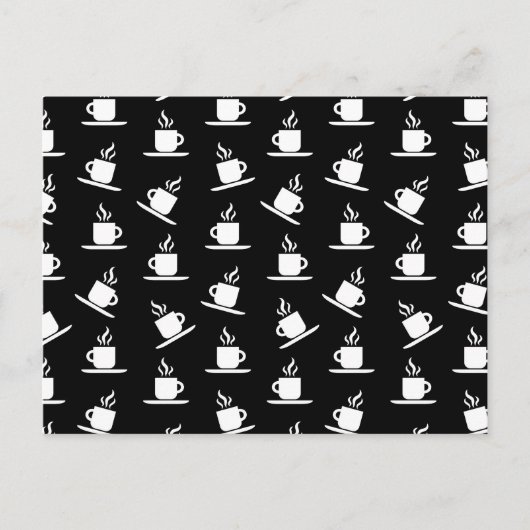 Retro Coffee Cups Print Pattern Coffee Mugs Black Briefkaart (Voorkant)