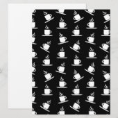 Retro Coffee Cups Print Pattern Coffee Mugs Black Feestdagenkaart (Voorkant / Achterkant)