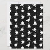 Retro Coffee Cups Print Pattern Coffee Mugs Black Feestdagenkaart (Voorkant)