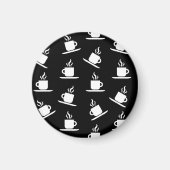Retro Coffee Cups Print Pattern Coffee Mugs Black Magneet (Voorkant)