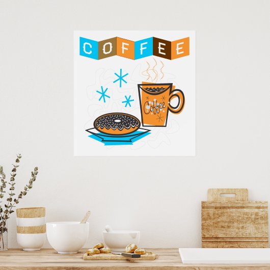 Retro Coffee en Donut Poster (Keuken)