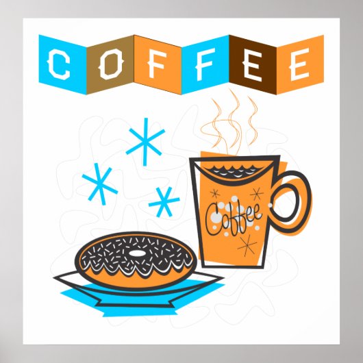 Retro Coffee en Donut Poster (Voorkant)