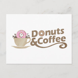 Retro Coffee en Donuts Briefkaart