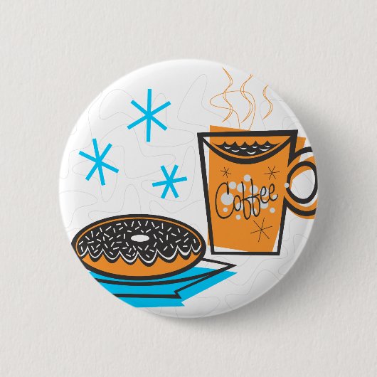 Retro Coffee en Doughnut Ronde Button 5,7 Cm (Voorkant)