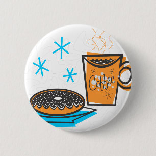 Retro Coffee en Doughnut Ronde Button 5,7 Cm