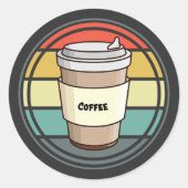 Retro Coffee Hot Drink om te gaan Ronde Sticker (Voorkant)