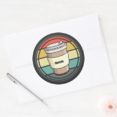 Retro Coffee Hot Drink om te gaan Ronde Sticker (Envelop)