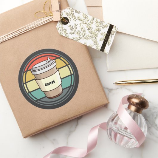 Retro Coffee Hot Drink om te gaan Ronde Sticker (Geschenken)