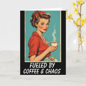 RETRO COFFEE HOUSEWIFE BLANK Greeting Card Kaart (Gele Bloem)