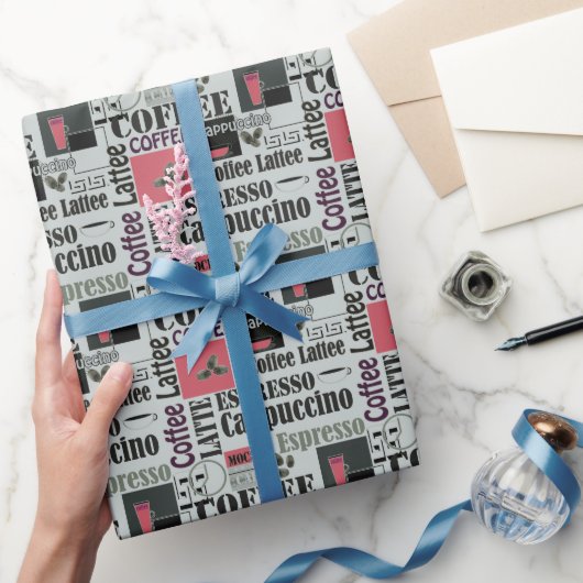 retro coffee kitchen pattern for espresso latte  cadeaupapier (Geschenken)
