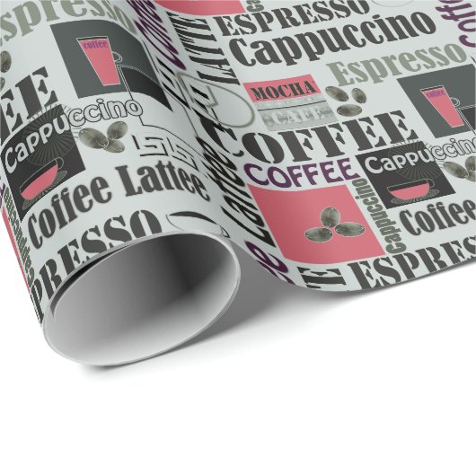 retro coffee kitchen pattern for espresso latte cadeaupapier (Rol Hoek)